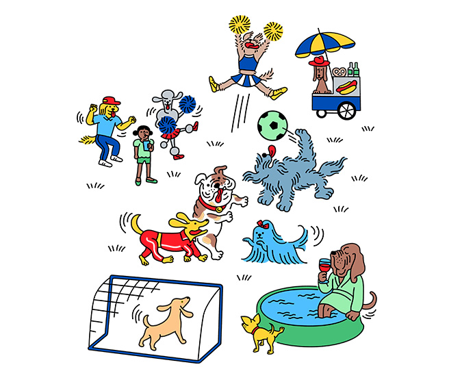 Dog terrace illustration